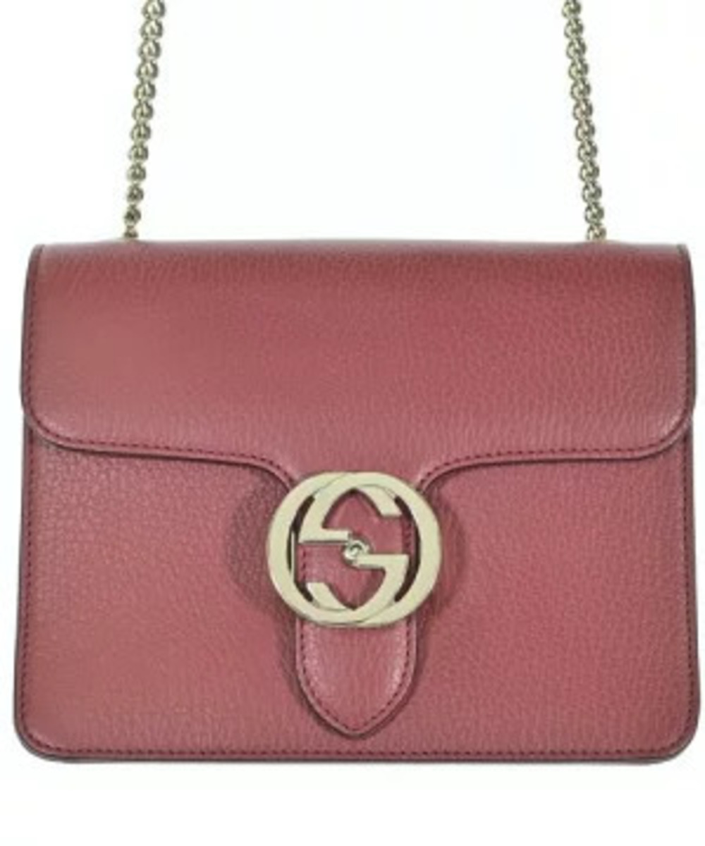 Gucci Interlocking G Leather Crossbody Bag logo clasp Red